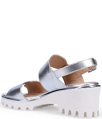 Ron White Ellarose Metallic Leather Ultralight Lug Sole Block Heel Sandals