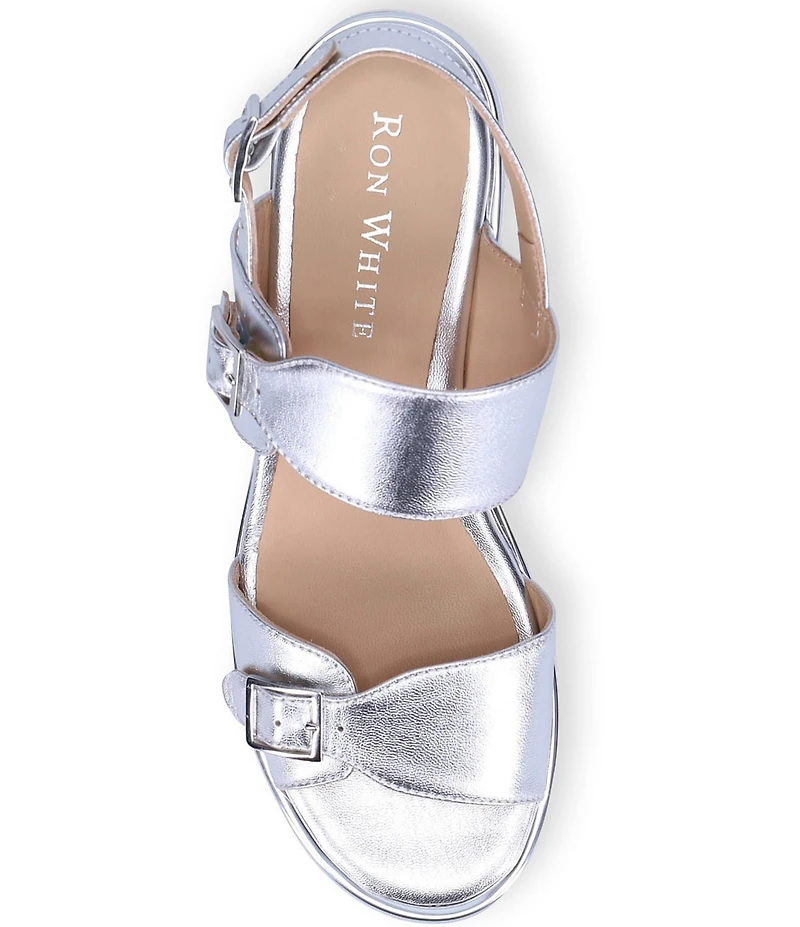 Ron White Ellarose Metallic Leather Ultralight Lug Sole Block Heel Sandals
