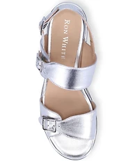 Ron White Ellarose Metallic Leather Ultralight Lug Sole Block Heel Sandals