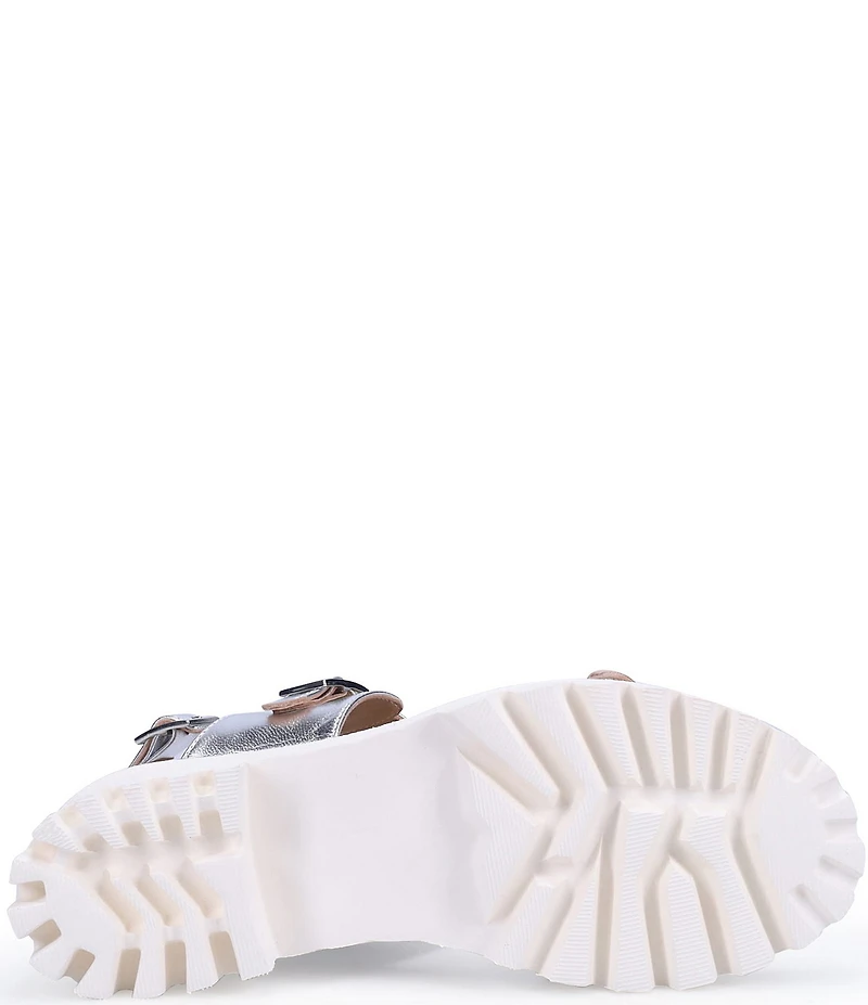 Ron White Ellarose Metallic Leather Ultralight Lug Sole Block Heel Sandals