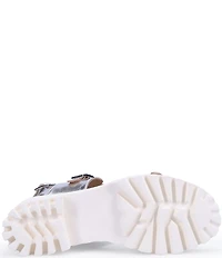 Ron White Ellarose Metallic Leather Ultralight Lug Sole Block Heel Sandals