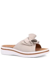 Ron White Frani Suede Ruffled Platform Wedge Slide Sandals