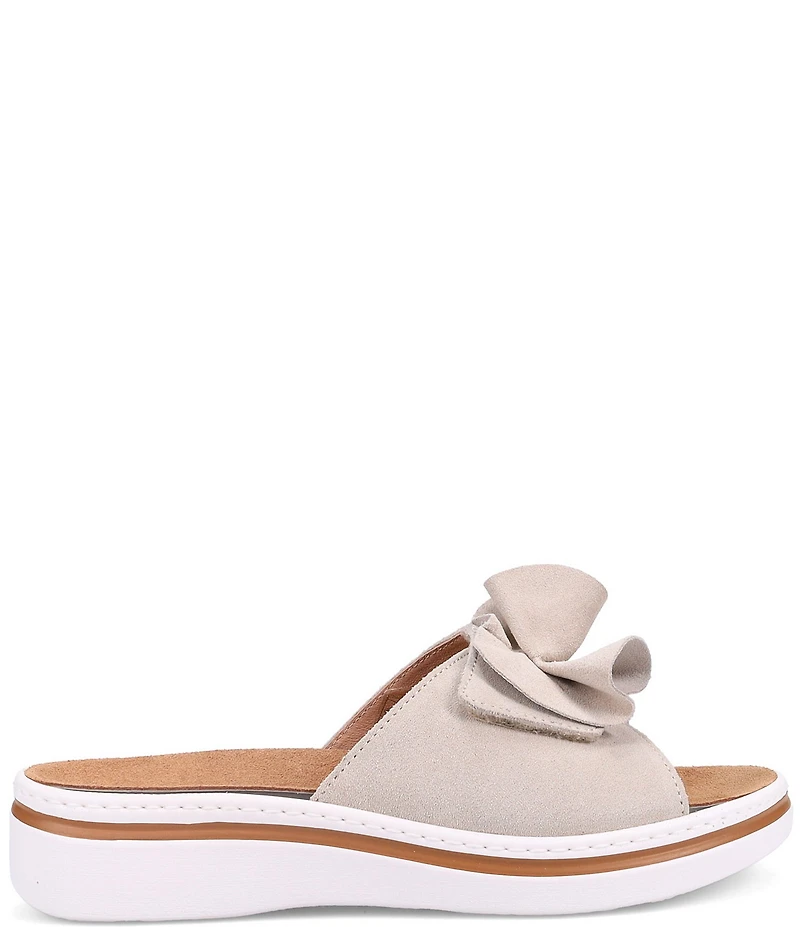 Ron White Frani Suede Ruffled Platform Wedge Slide Sandals