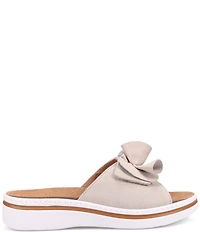 Ron White Frani Suede Ruffled Platform Wedge Slide Sandals