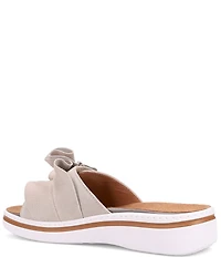 Ron White Frani Suede Ruffled Platform Wedge Slide Sandals