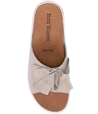 Ron White Frani Suede Ruffled Platform Wedge Slide Sandals