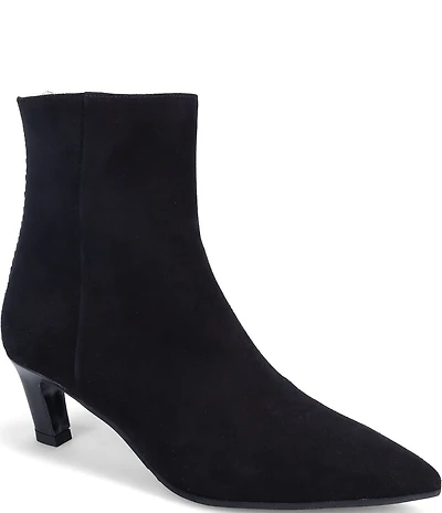 Ron White Loralie Cashmere Suede Whipstitch Kitten Heel Ankle Boots