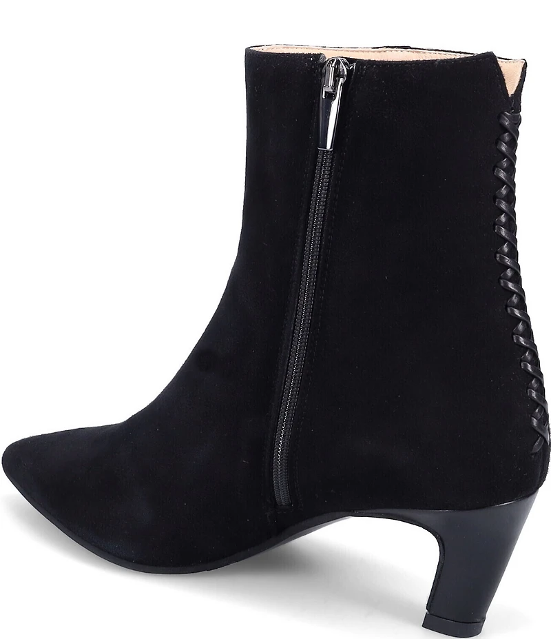 Ron White Loralie Cashmere Suede Whipstitch Kitten Heel Ankle Boots