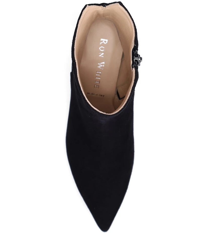 Ron White Loralie Cashmere Suede Whipstitch Kitten Heel Ankle Boots