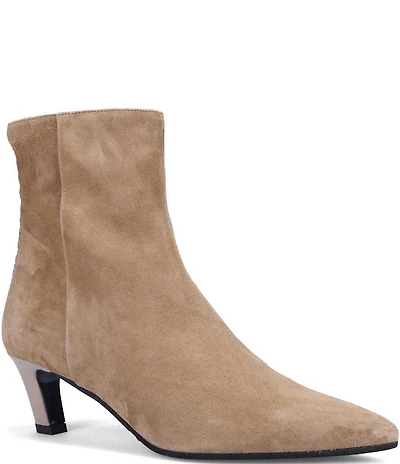Ron White Loralie Cashmere Suede Whipstitch Kitten Heel Ankle Boots