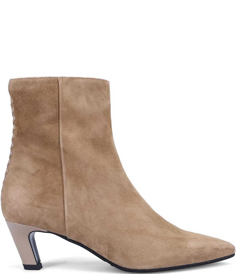 Ron White Loralie Cashmere Suede Whipstitch Kitten Heel Ankle Boots
