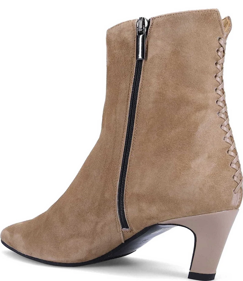Ron White Loralie Cashmere Suede Whipstitch Kitten Heel Ankle Boots
