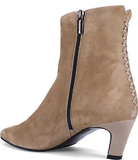 Ron White Loralie Cashmere Suede Whipstitch Kitten Heel Ankle Boots