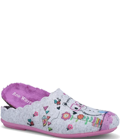 Ron White Lupin Cat Wool Felt Mule Slippers