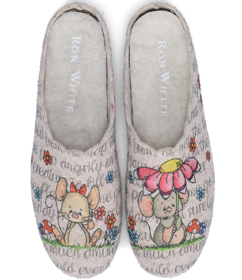Ron White Lupin Mouse Wool Felt Mule Slippers
