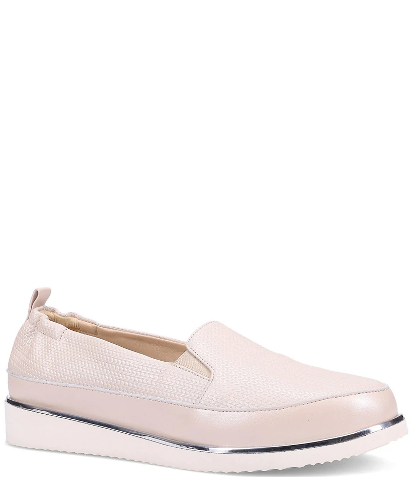 Ron White Nellaya Pearl Woven Embossed Leather Platform Wedge Slip Ons