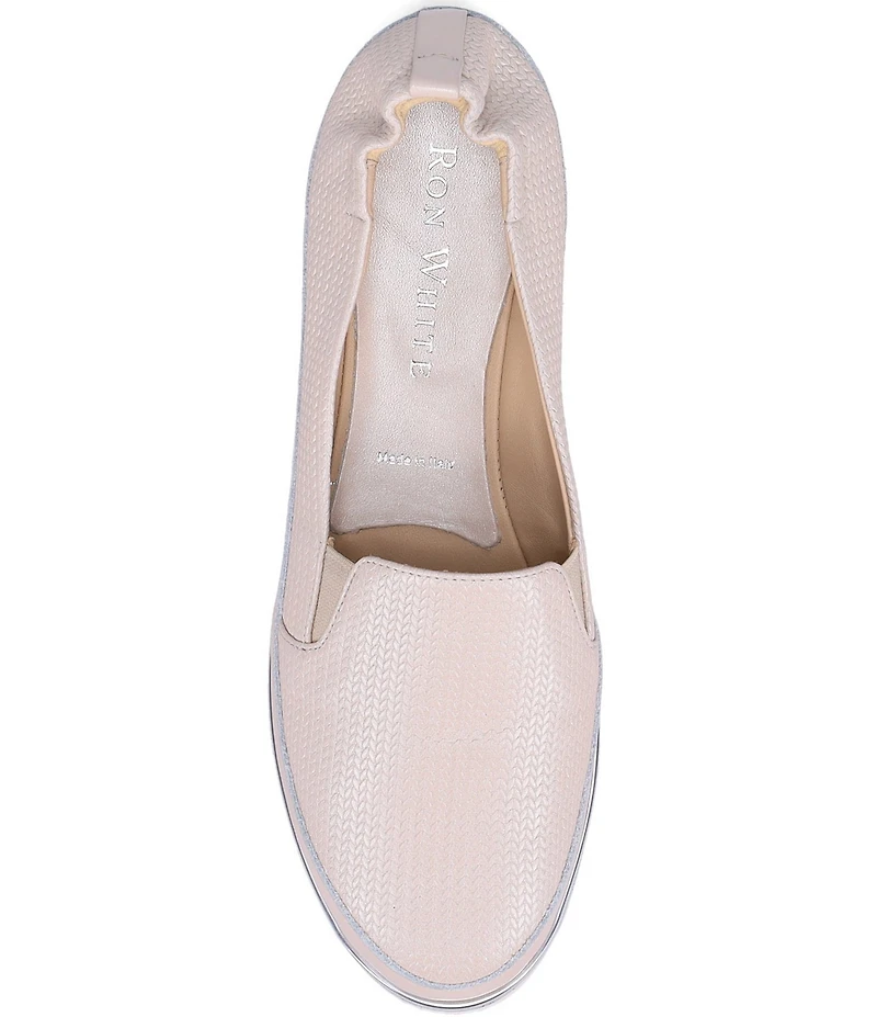 Ron White Nellaya Pearl Woven Embossed Leather Platform Wedge Slip Ons