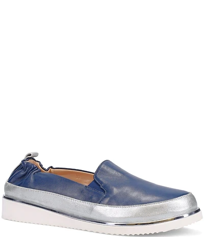 Ron White Nelleca Leather Platform Wedge Slip Ons