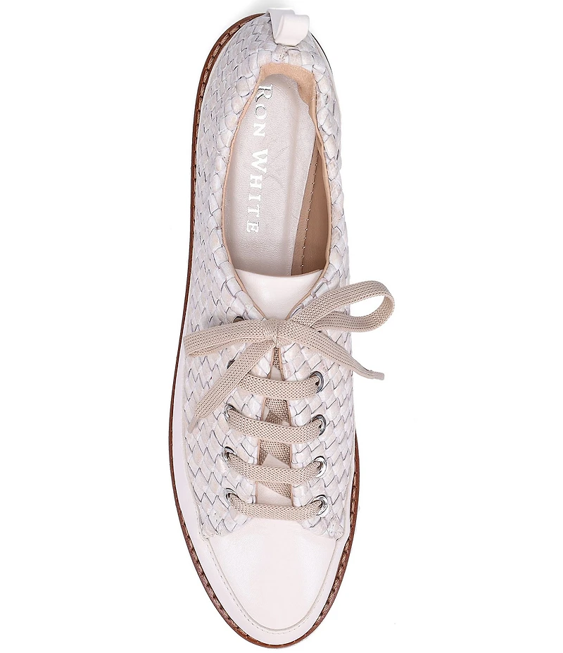 Ron White Norelle Woven Leather Lace Up Wedge Sneakers
