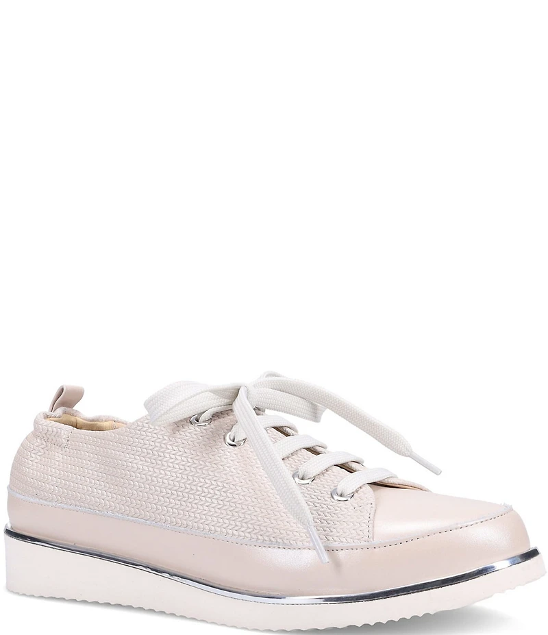 Ron White Novella Pearl Woven Embossed Leather Platform Wedge Slip Ons
