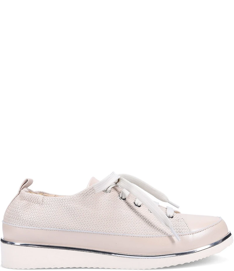 Ron White Novella Pearl Woven Embossed Leather Platform Wedge Slip Ons