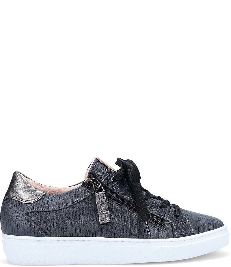 Ron White Oriya Epi Embossed Nubuck Side Zip Lace Up Platform Sneakers