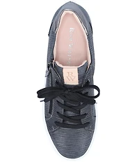 Ron White Oriya Epi Embossed Nubuck Side Zip Lace Up Platform Sneakers