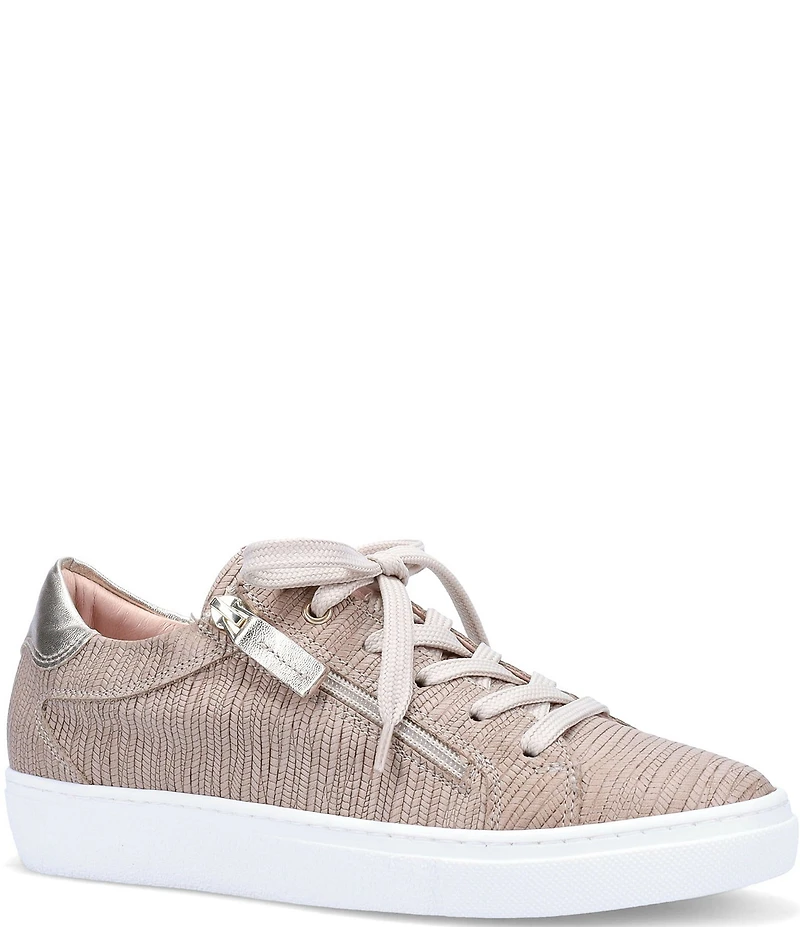 Ron White Oriya Epi Embossed Nubuck Side Zip Lace Up Platform Sneakers