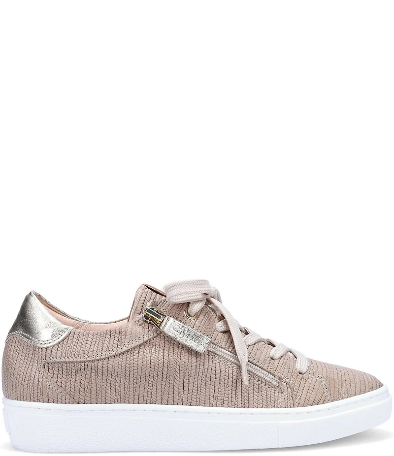Ron White Oriya Epi Embossed Nubuck Side Zip Lace Up Platform Sneakers