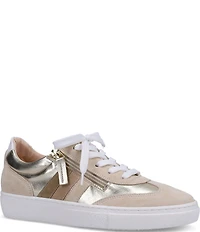 Ron White Ovella Suede and Metallic Leather Side Zip Lace Up Platform Sneakers