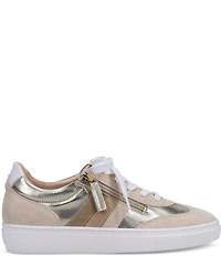Ron White Ovella Suede and Metallic Leather Side Zip Lace Up Platform Sneakers
