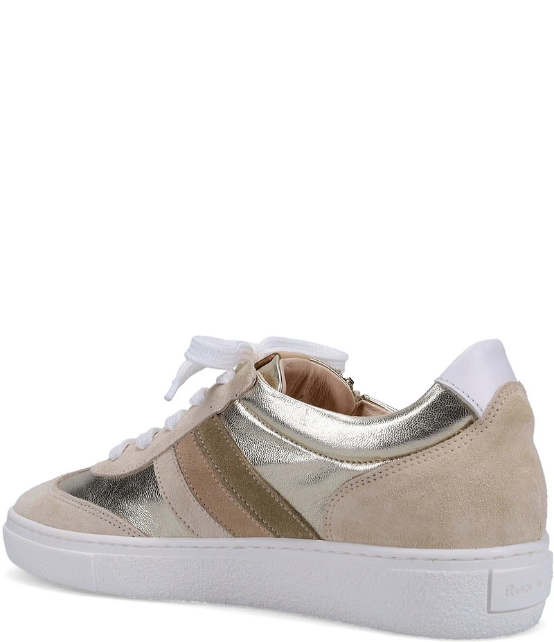 Ron White Ovella Suede and Metallic Leather Side Zip Lace Up Platform Sneakers