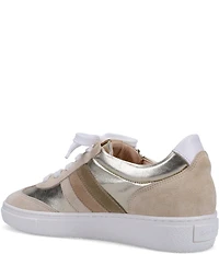 Ron White Ovella Suede and Metallic Leather Side Zip Lace Up Platform Sneakers