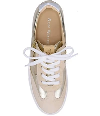 Ron White Ovella Suede and Metallic Leather Side Zip Lace Up Platform Sneakers