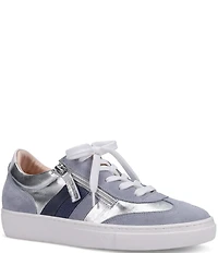 Ron White Ovella Suede and Metallic Leather Side Zip Lace Up Platform Sneakers