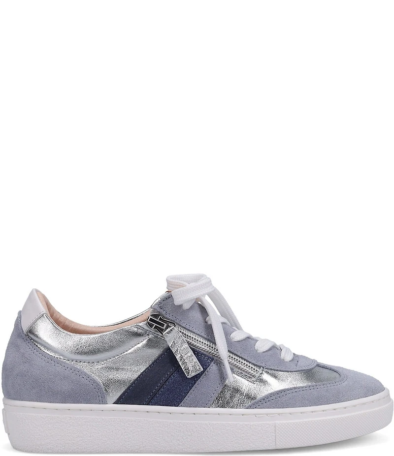 Ron White Ovella Suede and Metallic Leather Side Zip Lace Up Platform Sneakers