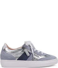 Ron White Ovella Suede and Metallic Leather Side Zip Lace Up Platform Sneakers