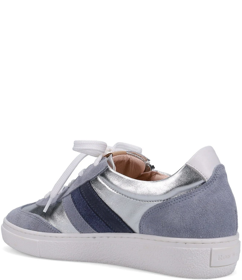 Ron White Ovella Suede and Metallic Leather Side Zip Lace Up Platform Sneakers