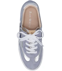 Ron White Ovella Suede and Metallic Leather Side Zip Lace Up Platform Sneakers