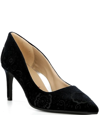 Ron White Velvet Laser Cut Stiletto Pumps