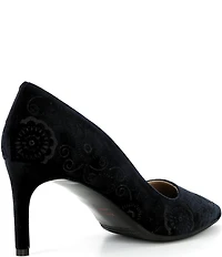 Ron White Velvet Laser Cut Stiletto Pumps