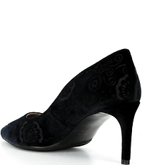 Ron White Velvet Laser Cut Stiletto Pumps