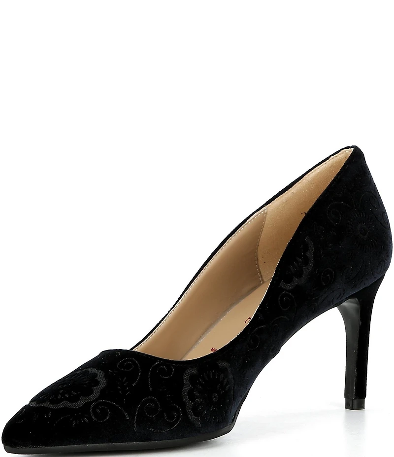 Ron White Velvet Laser Cut Stiletto Pumps