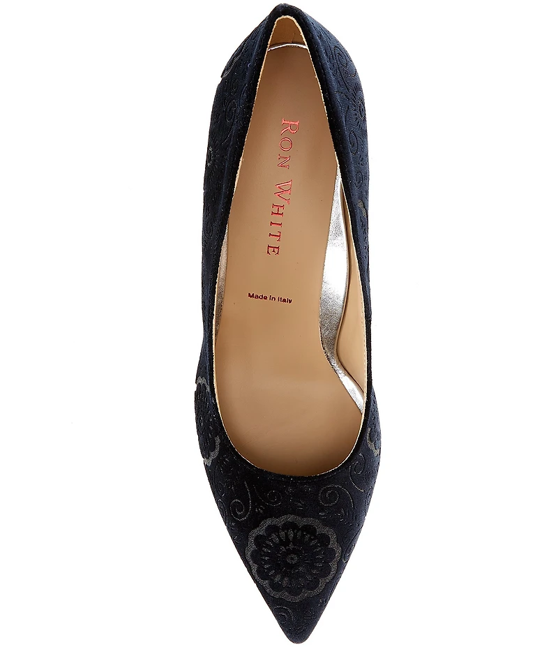 Ron White Velvet Laser Cut Stiletto Pumps