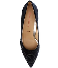 Ron White Velvet Laser Cut Stiletto Pumps