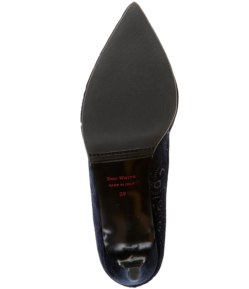 Ron White Velvet Laser Cut Stiletto Pumps