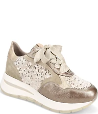 Ron White Zara Sequined Velvet Metallic Leather Footbed Sneakers