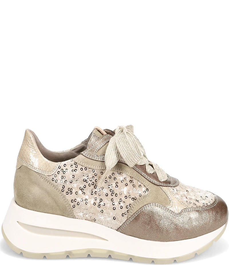 Ron White Zara Sequined Velvet Metallic Leather Footbed Sneakers