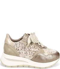 Ron White Zara Sequined Velvet Metallic Leather Footbed Sneakers