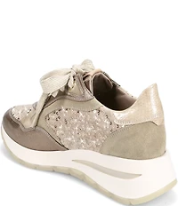 Ron White Zara Sequined Velvet Metallic Leather Footbed Sneakers